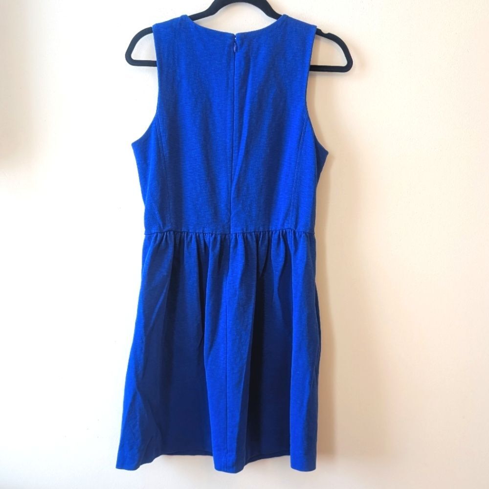 J. Crew Factory Daybreak Fit Flare Dress Blue Preppy Size Medium - Picture 3 of 7